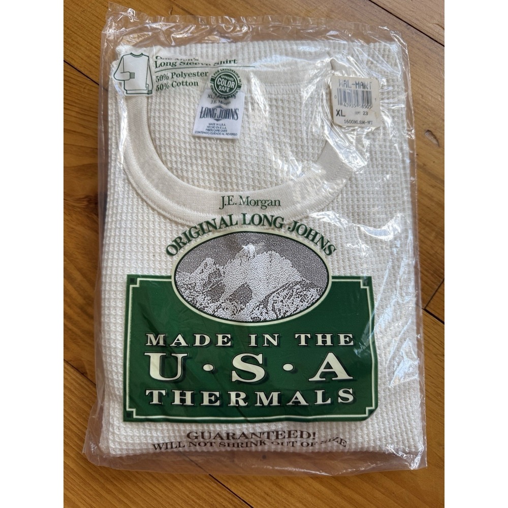 Vintage 90s JE Morgan Original Thermal Long Johns SHIRT Mens XL NOS NEW Made USA